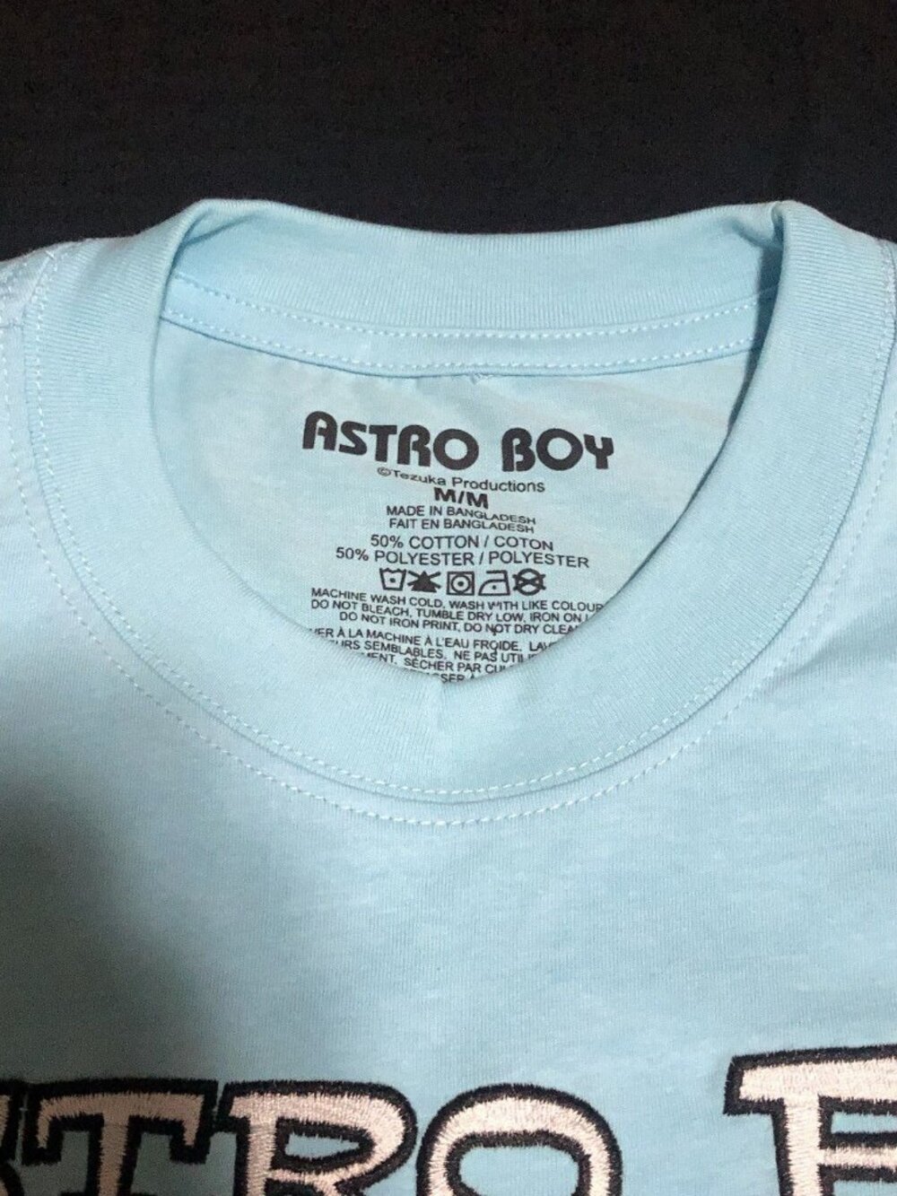 Astro Boy Flower Embroidered Light Blue Short Sleeve T-Shirt M, Lightweight - Picture 4 of 5